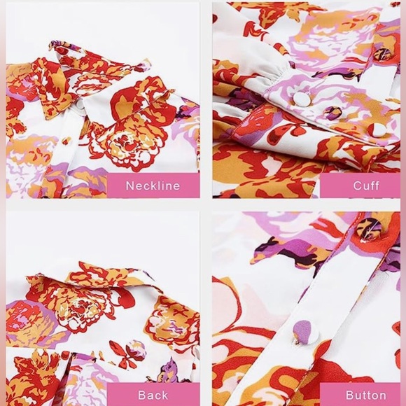 NWT Womens Tops Button Down Shirts Print Long Sleeve Blouses - Picture 4 of 7